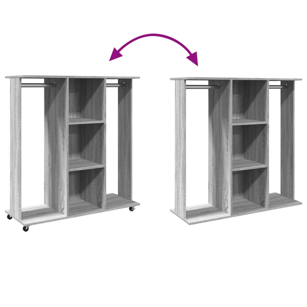 vidaXL Garde-robe avec roues sonoma gris 102x38x110 cm bois ingénierie