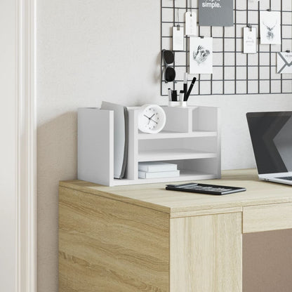 vidaXL Organisateur de bureau blanc 44,5x24x25 cm bois d'ingénierie