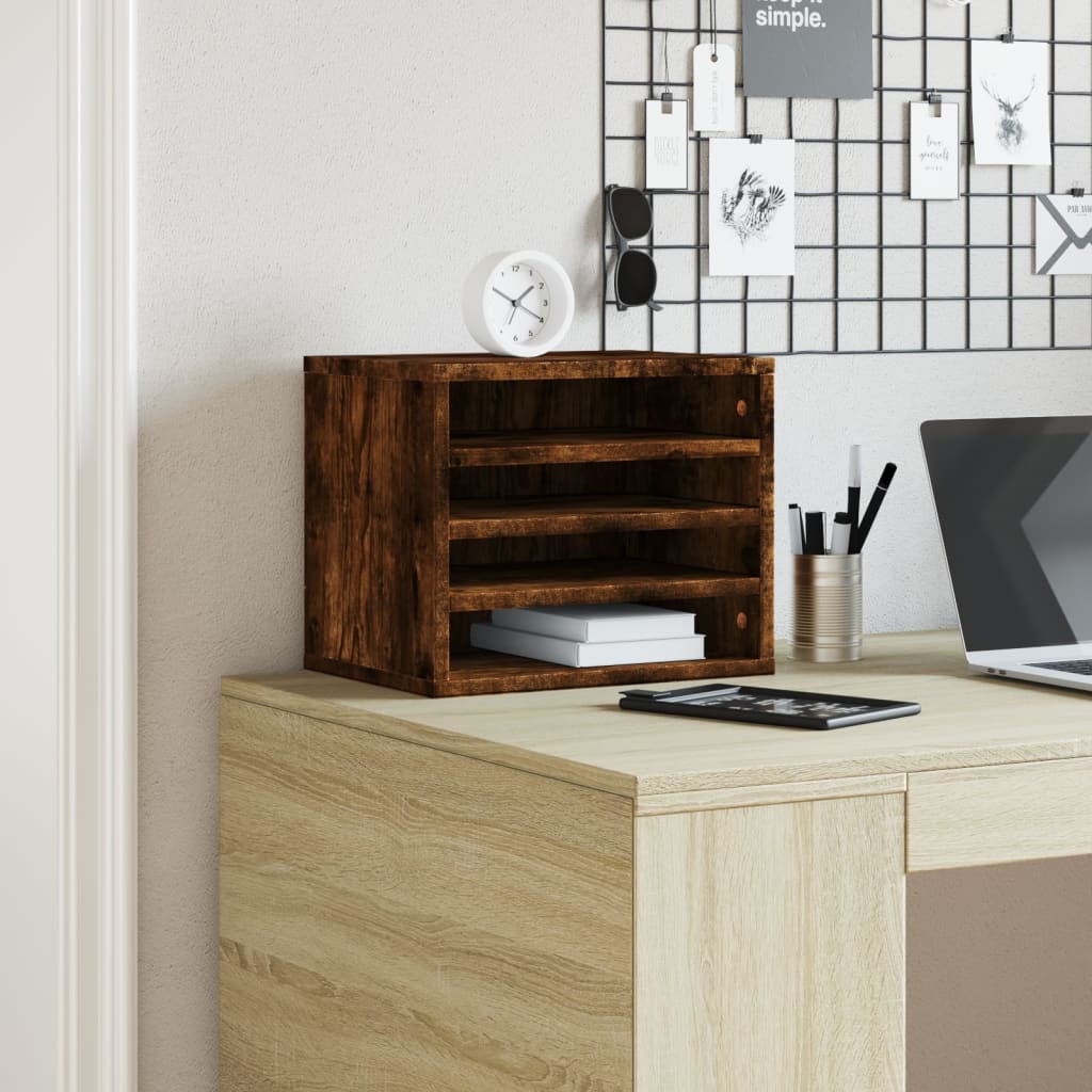 vidaXL Organisateur de bureau chêne fumé 36x26x29,5 cm