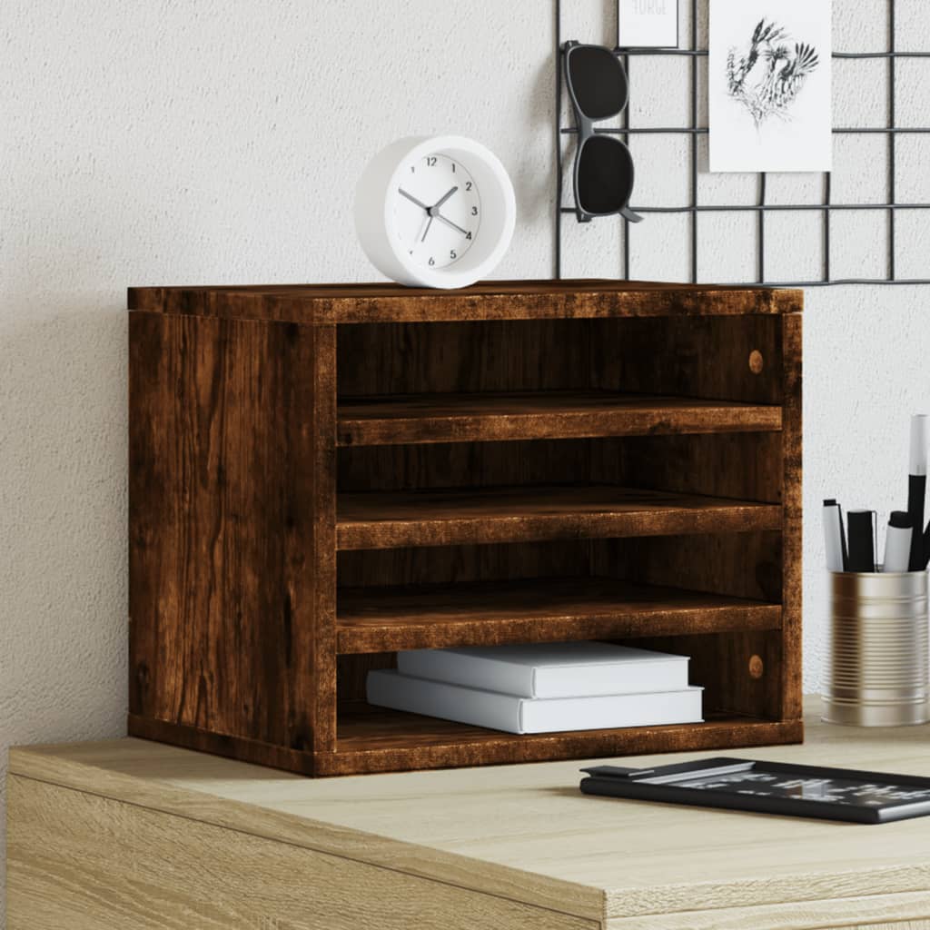 vidaXL Organisateur de bureau chêne fumé 36x26x29,5 cm