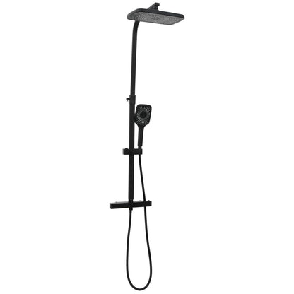 vidaXL Ensemble de douche à deux tête et mitigeur et tuyau laiton noir