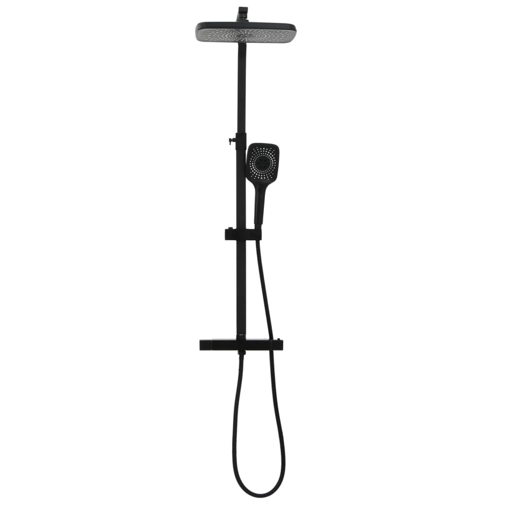 vidaXL Ensemble de douche à deux tête et mitigeur et tuyau laiton noir
