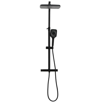 vidaXL Ensemble de douche à deux tête et mitigeur et tuyau laiton noir
