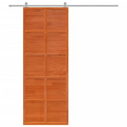 vidaXL Porte de grange marron cire 80x208 cm bois massif de pin