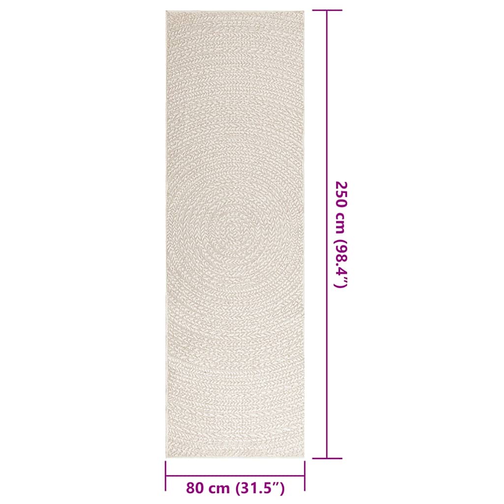 vidaXL Tapis ZIZUR crème 80x250 cm aspect de jute intérieur extérieur