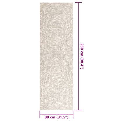 vidaXL Tapis ZIZUR crème 80x250 cm aspect de jute intérieur extérieur