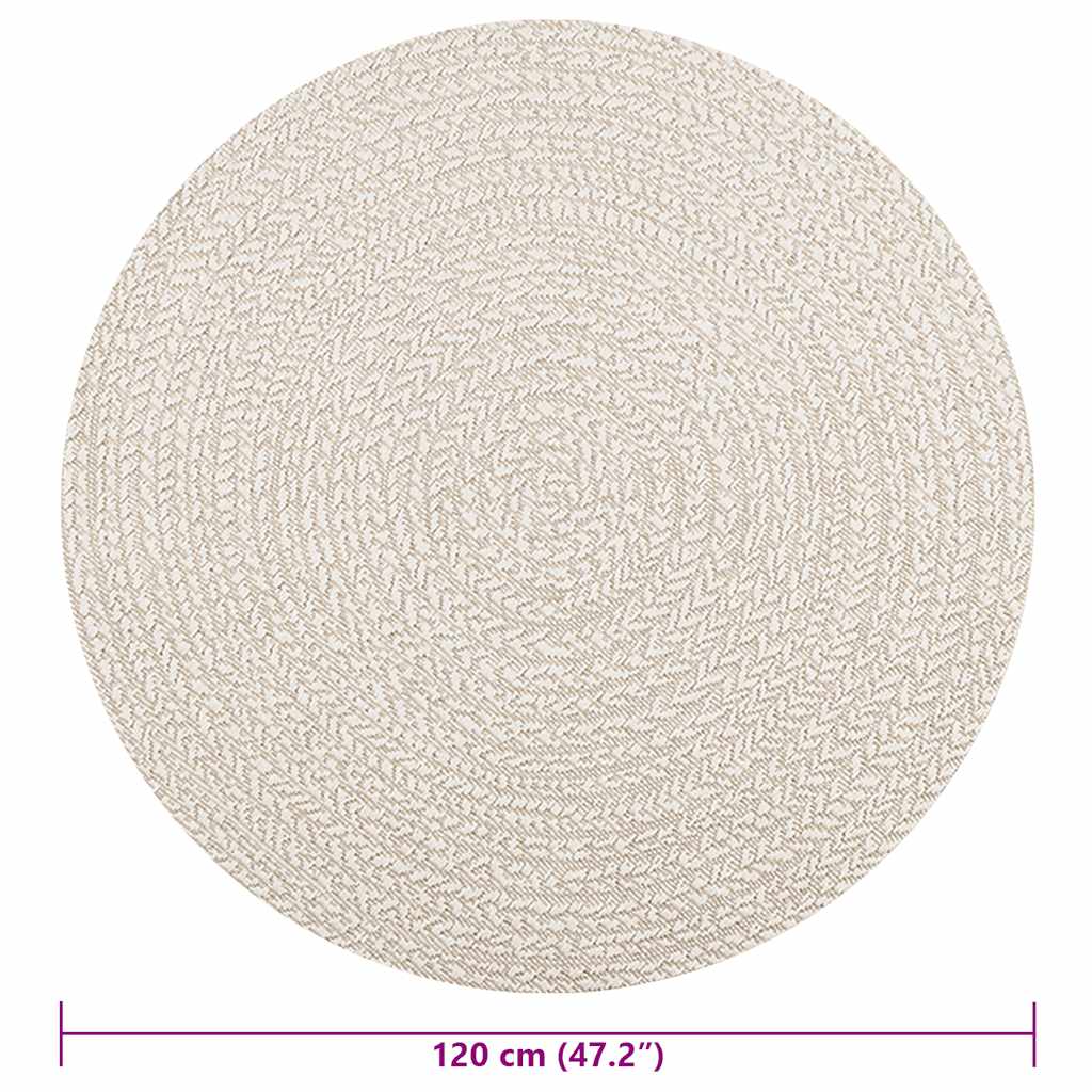 vidaXL Tapis ZIZUR crème Ø 120cm aspect de jute intérieur et extérieur