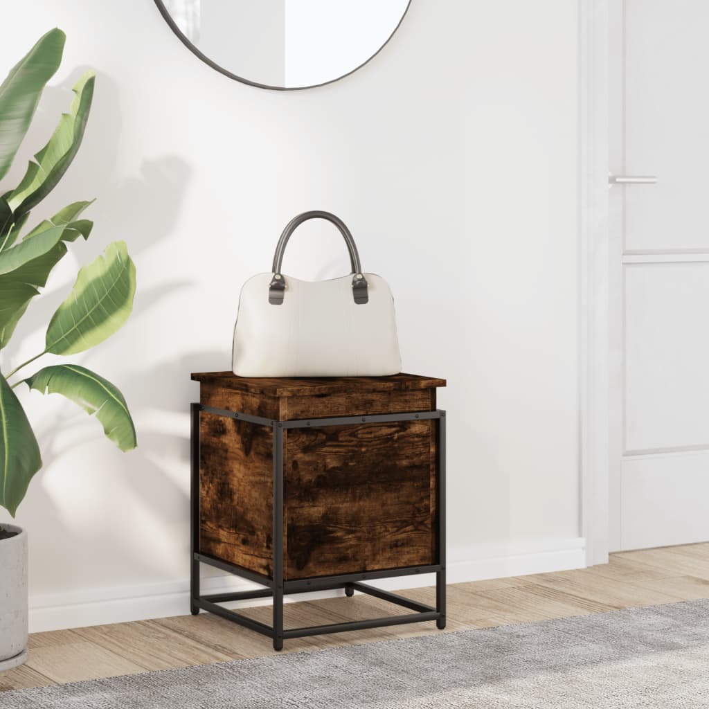 vidaXL Boîte de rangement avec couvercle chêne fumé bois d'ingénierie