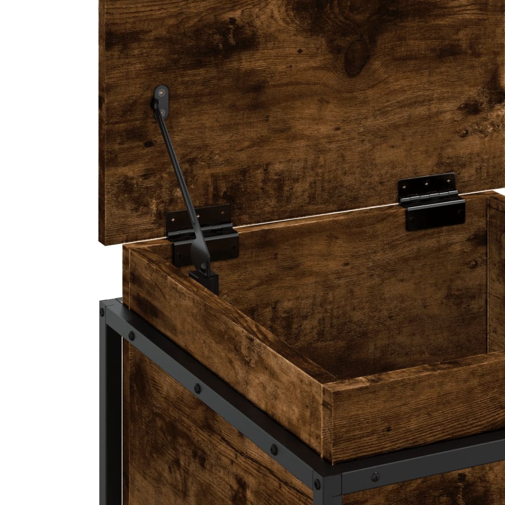 vidaXL Boîte de rangement avec couvercle chêne fumé bois d'ingénierie
