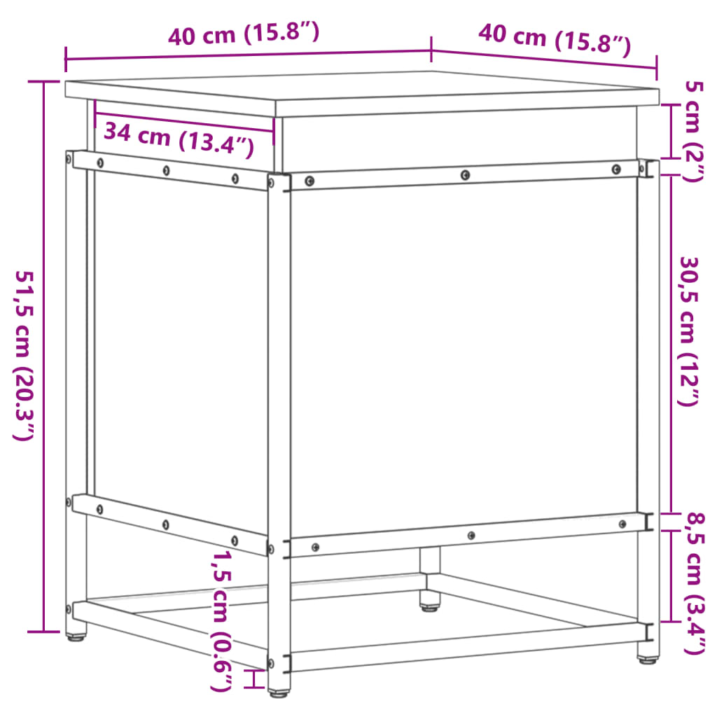vidaXL Boîte de rangement avec couvercle chêne fumé bois d'ingénierie