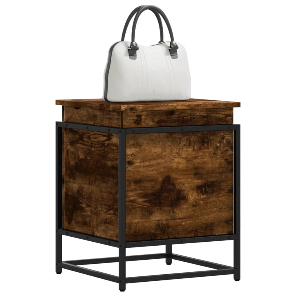 vidaXL Boîte de rangement avec couvercle chêne fumé bois d'ingénierie