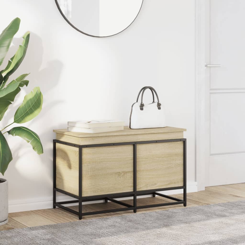 vidaXL Boîte de rangement avec couvercle chêne sonoma bois ingénierie