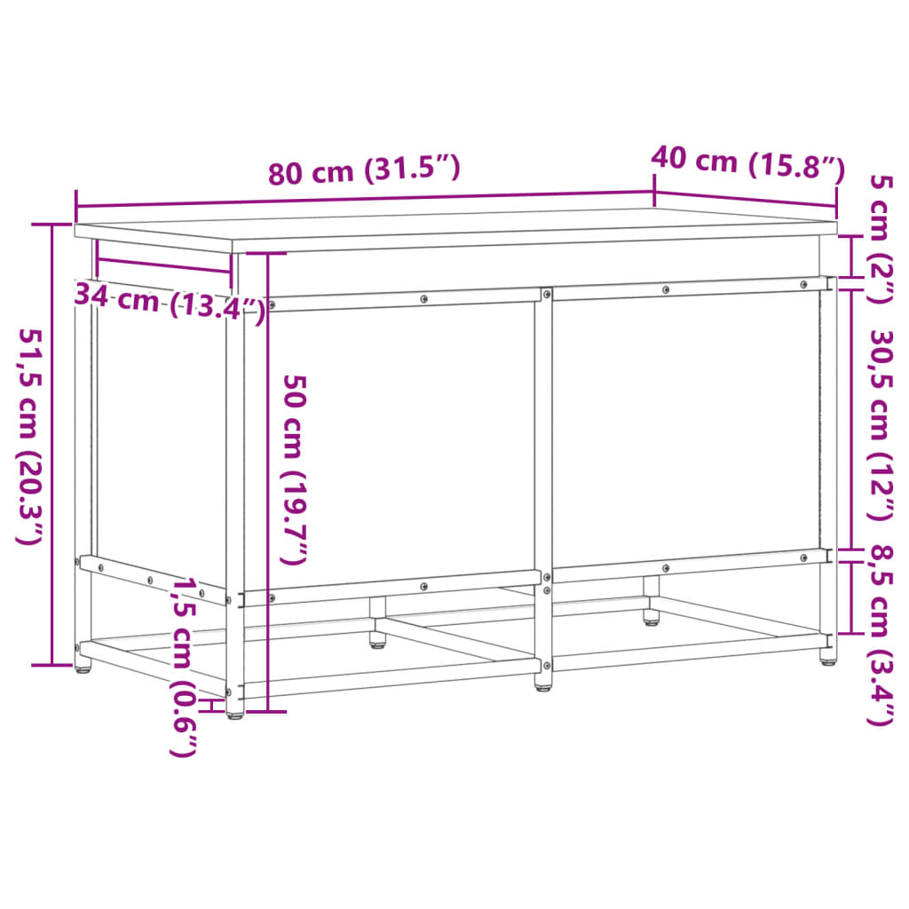 vidaXL Boîte de rangement avec couvercle chêne sonoma bois ingénierie