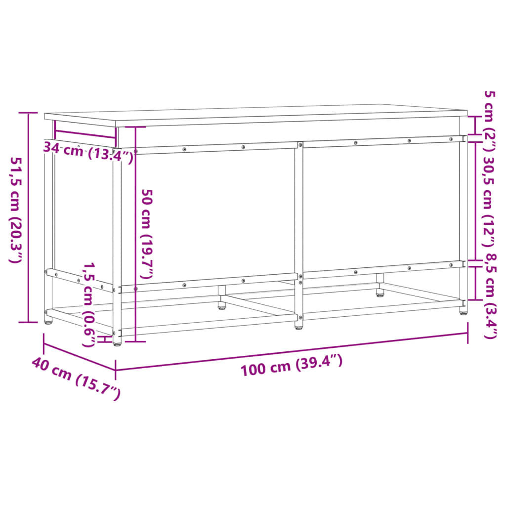 vidaXL Boîte de rangement avec couvercle chêne marron bois ingénierie