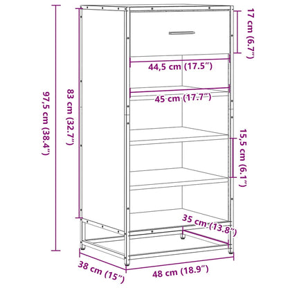 vidaXL Étagère à chaussures chêne sonoma 48x38x97,5 cm bois ingénierie