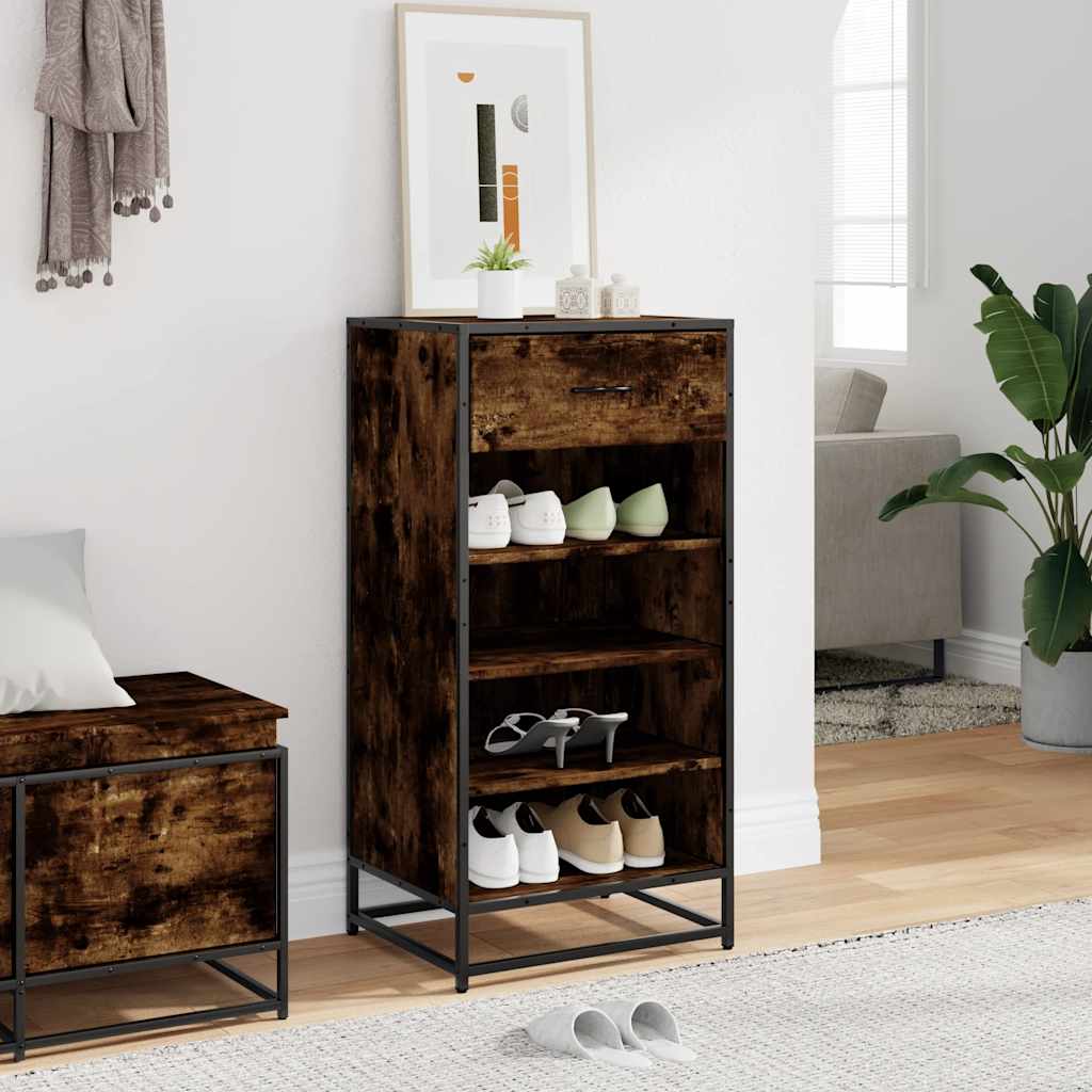 vidaXL Étagère à chaussures chêne fumé 48x38x97,5 cm bois d'ingénierie