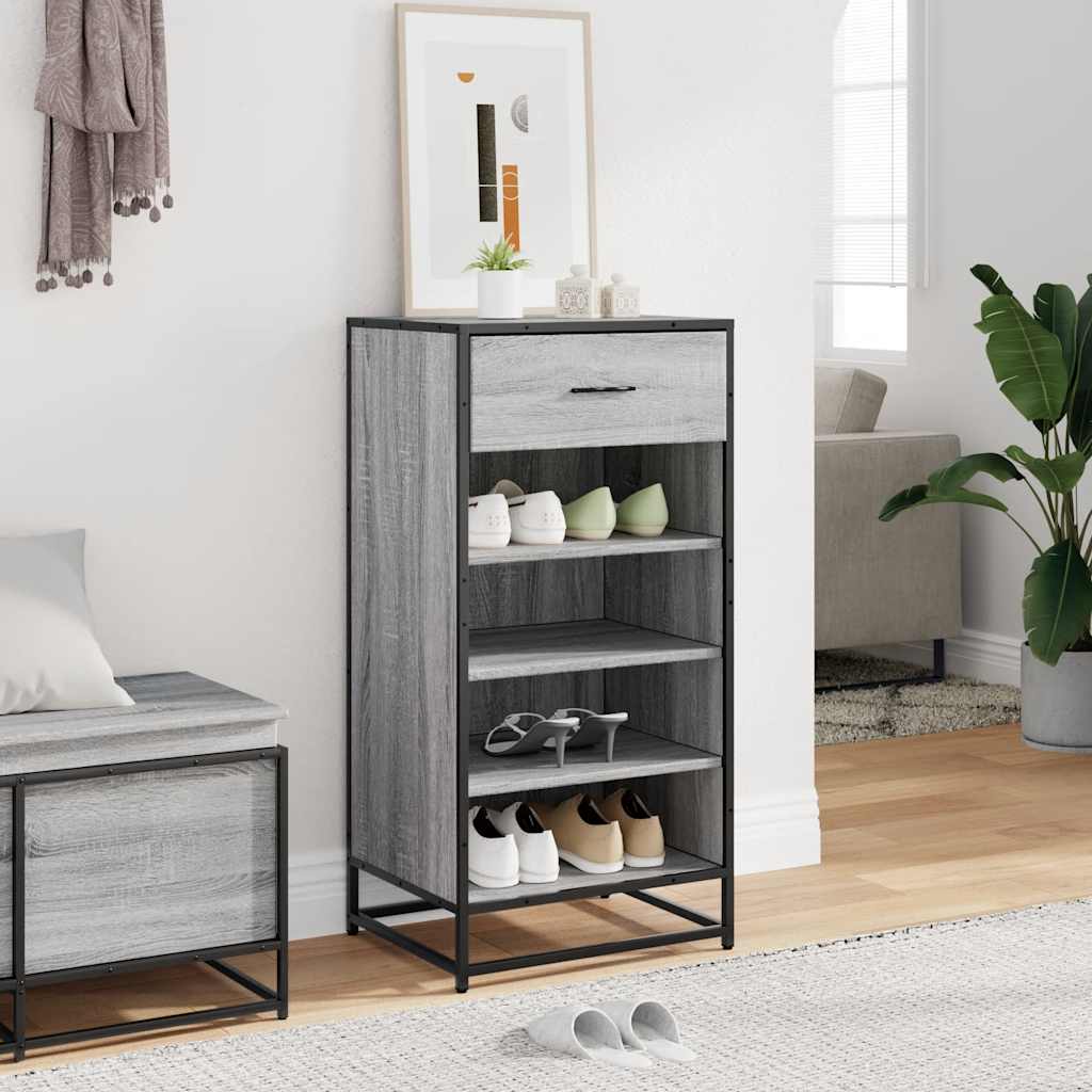 vidaXL Étagère à chaussures sonoma gris 48x38x97,5 cm bois ingénierie