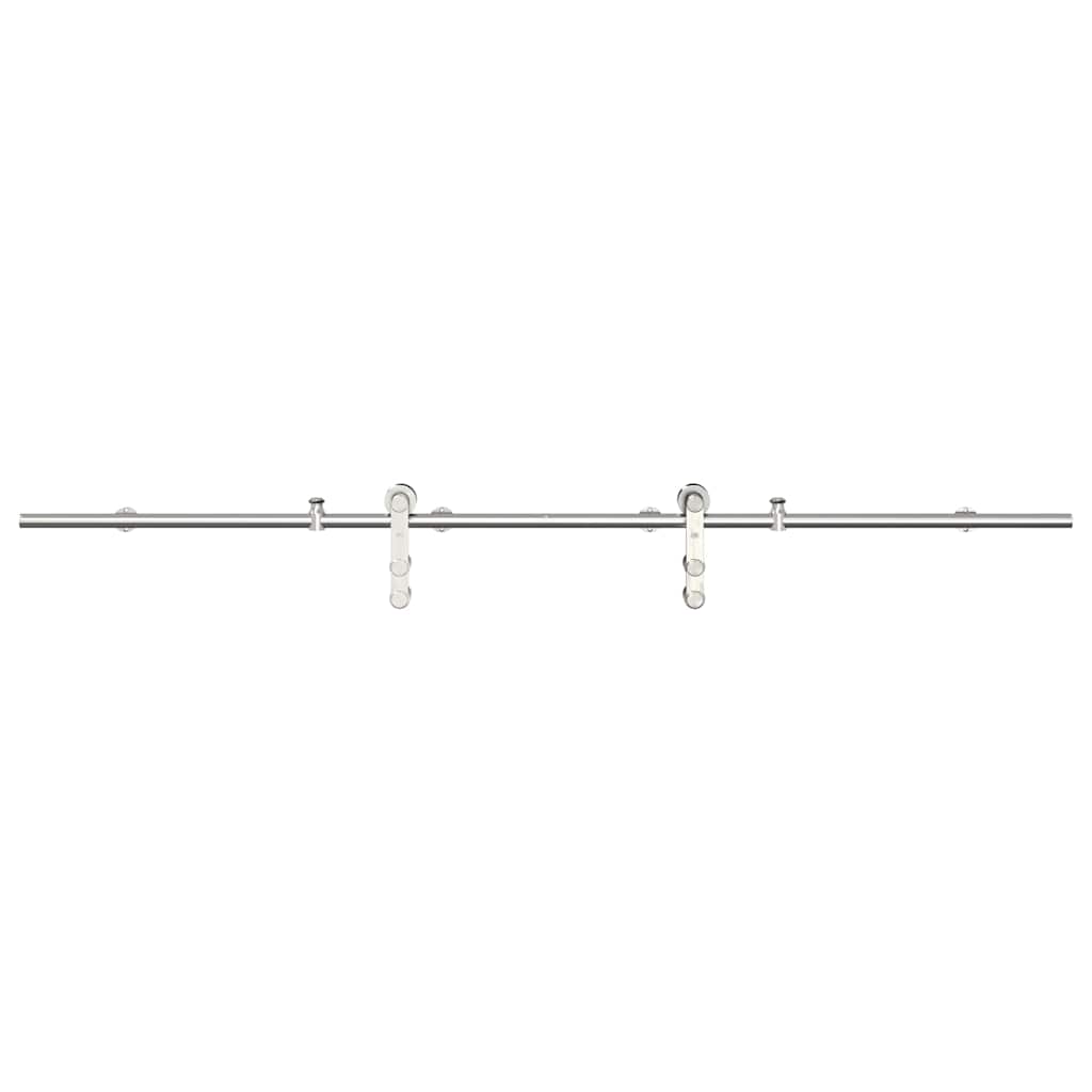 vidaXL Kit fixation porte coulissante 200 cm Acier inoxydable Argenté