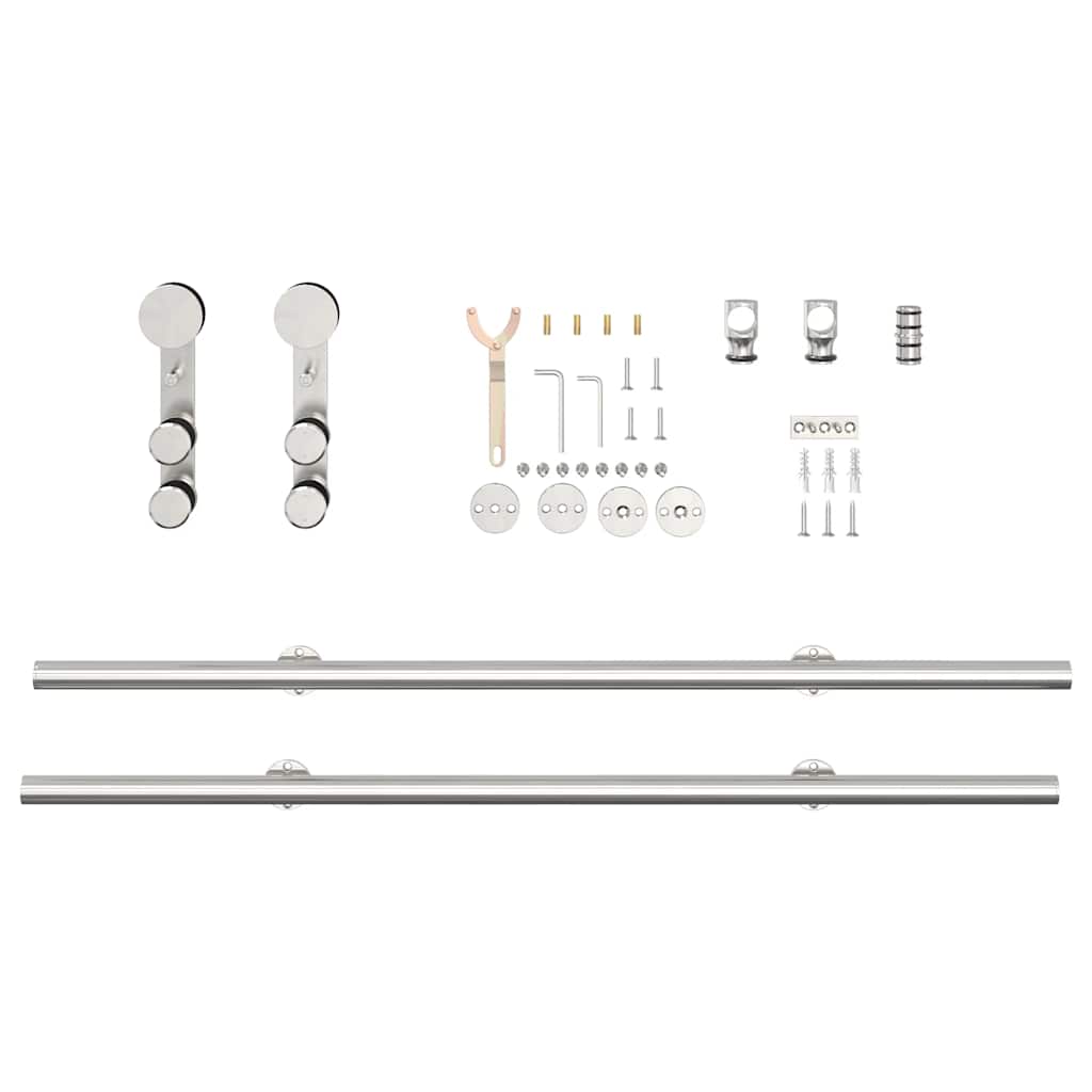 vidaXL Kit fixation porte coulissante 200 cm Acier inoxydable Argenté