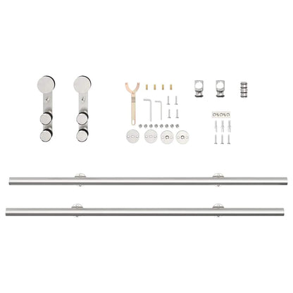 vidaXL Kit fixation porte coulissante 200 cm Acier inoxydable Argenté