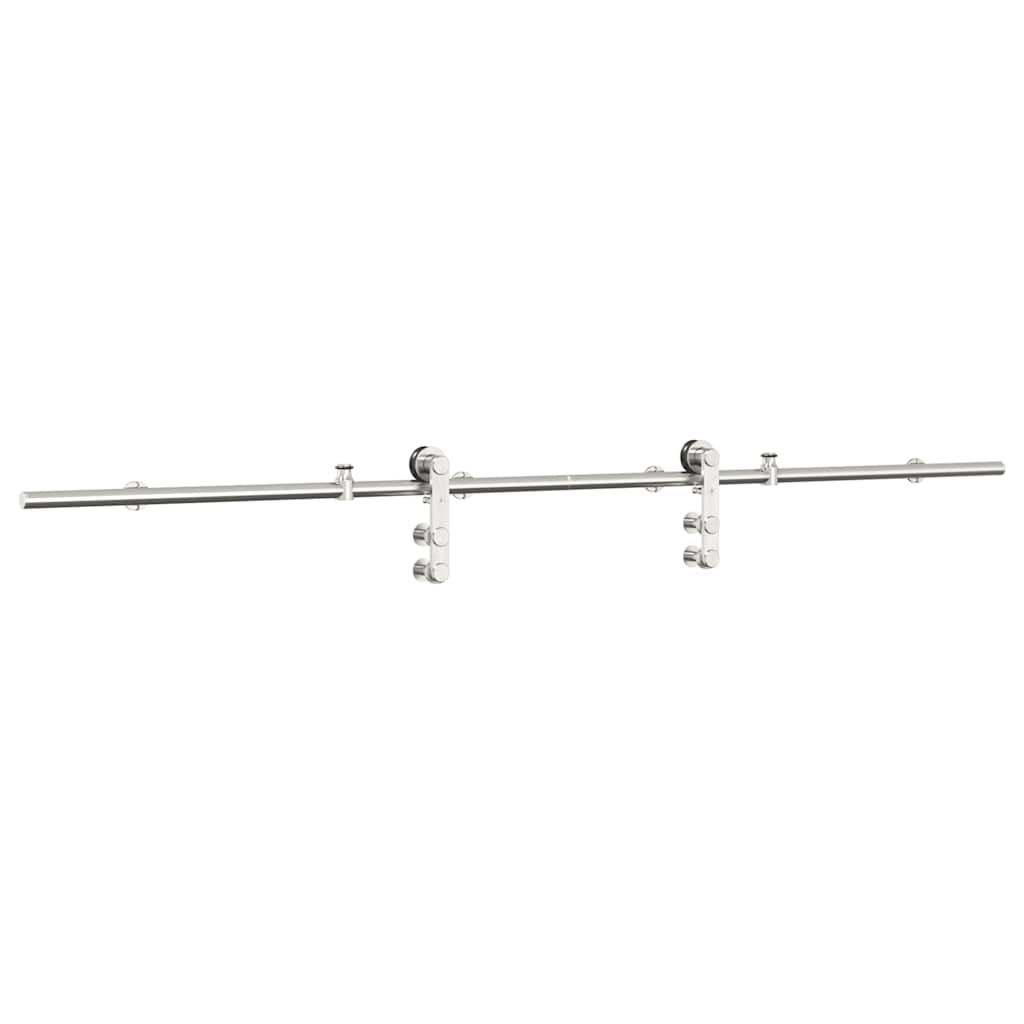 vidaXL Kit fixation porte coulissante 200 cm Acier inoxydable Argenté