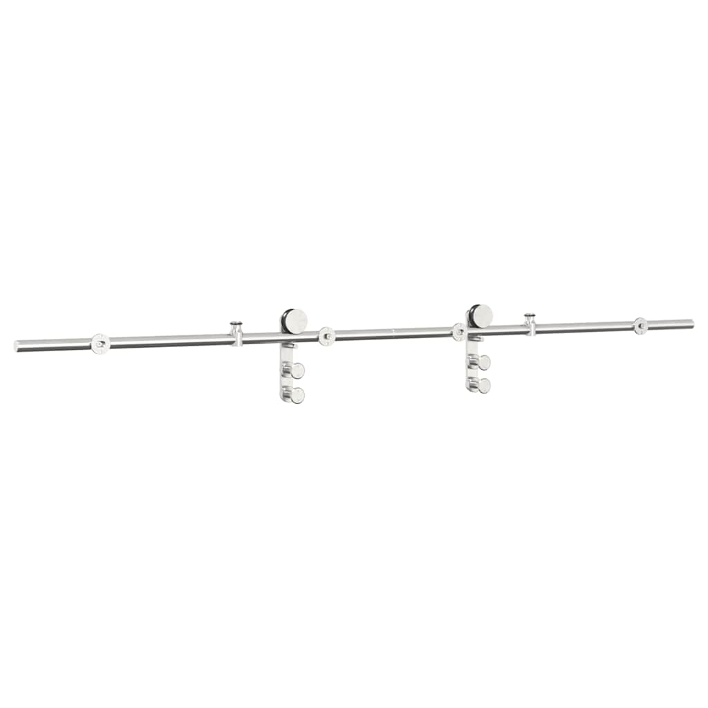 vidaXL Kit fixation porte coulissante 200 cm Acier inoxydable Argenté