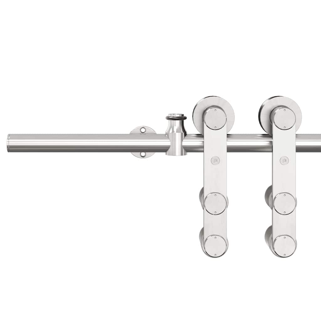 vidaXL Kit fixation porte coulissante 200 cm Acier inoxydable Argenté