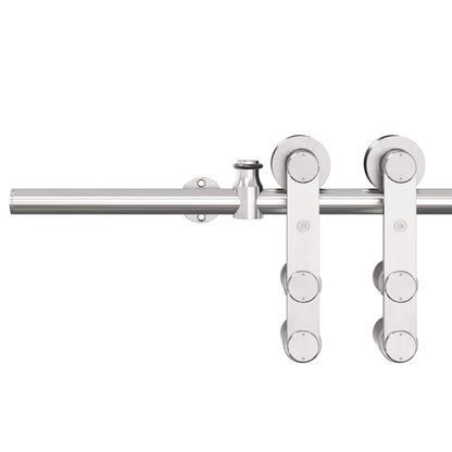 vidaXL Kit fixation porte coulissante 200 cm Acier inoxydable Argenté