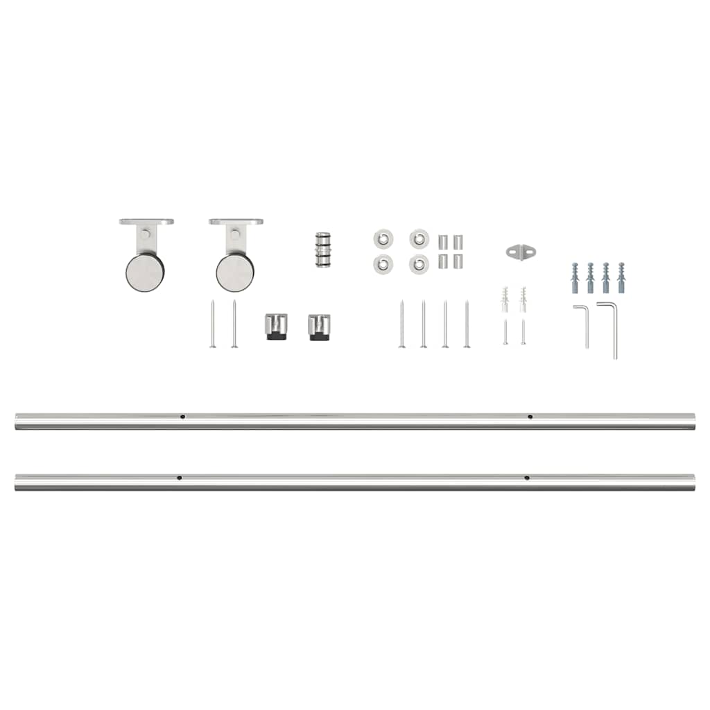 vidaXL Kit fixation porte coulissante 200 cm Acier inoxydable Argenté