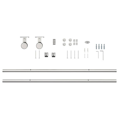 vidaXL Kit fixation porte coulissante 200 cm Acier inoxydable Argenté