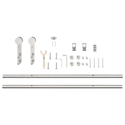 vidaXL Kit fixation porte coulissante 183 cm Acier inoxydable Argenté