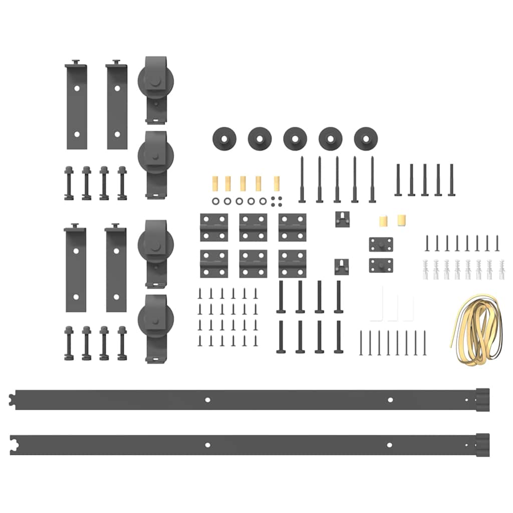 vidaXL Kit de quincaillerie de porte coulissante 200 cm Acier Noir