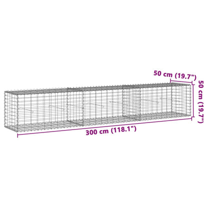 vidaXL Panier gabion avec couvercle 300x50x50 cm fer galvanisé