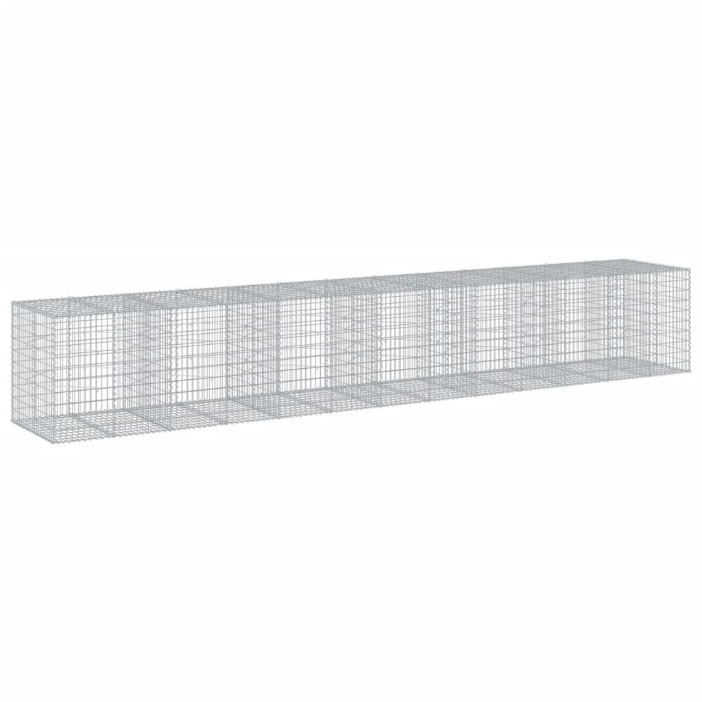 vidaXL Panier gabion avec couvercle 650x100x100 cm fer galvanisé