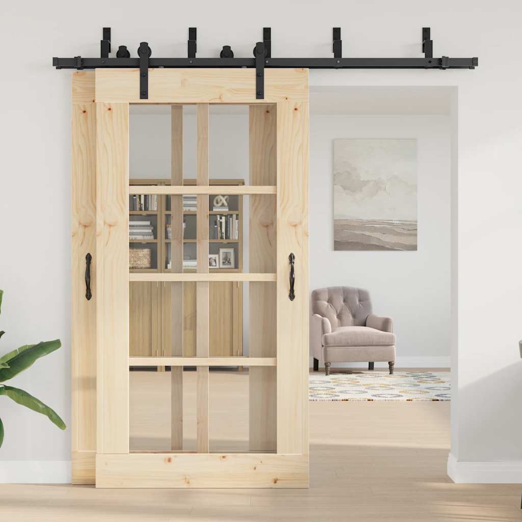vidaXL Kit de quincaillerie de porte coulissante 213,5 cm acier noir