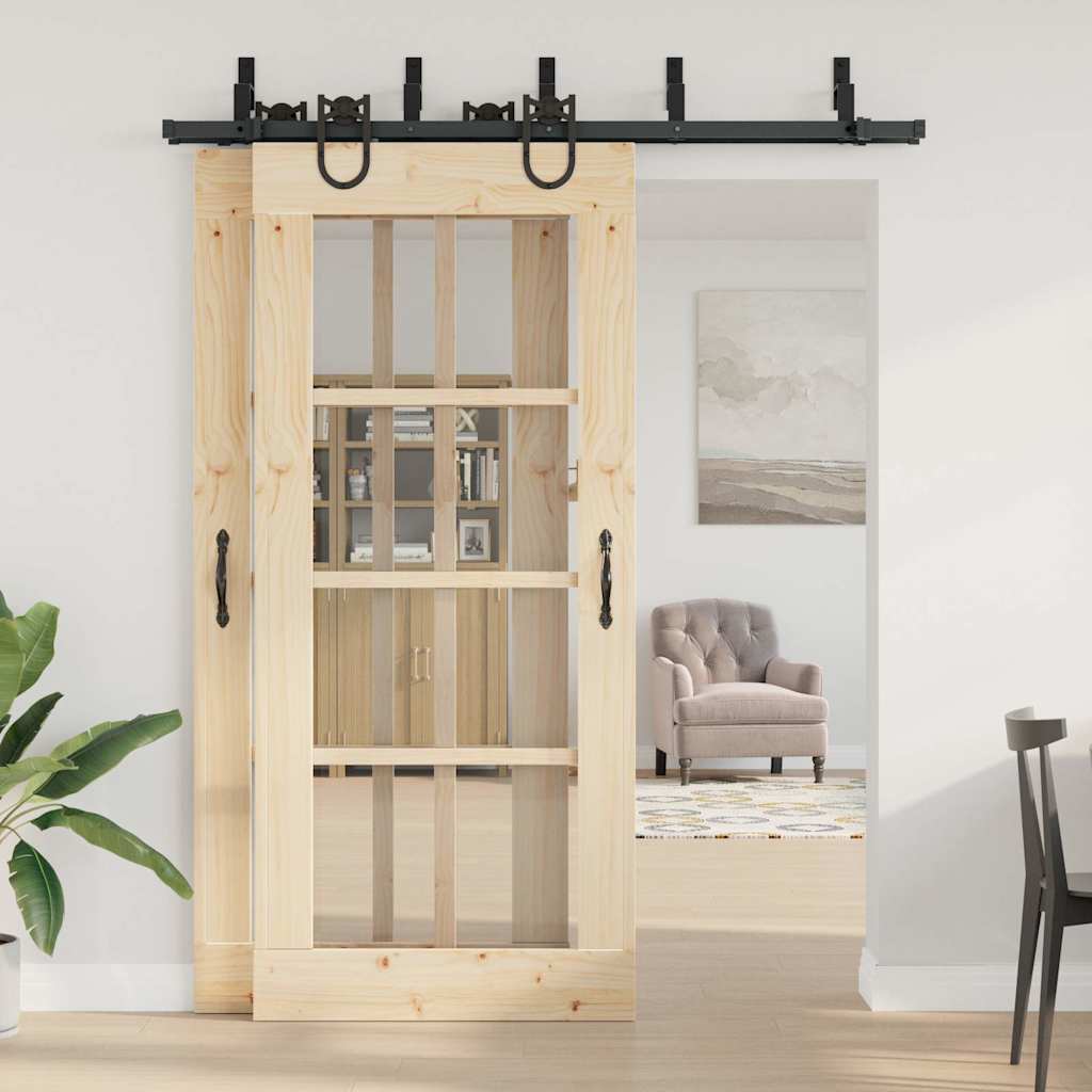 vidaXL Kit de quincaillerie de porte coulissante 183 cm Acier Noir