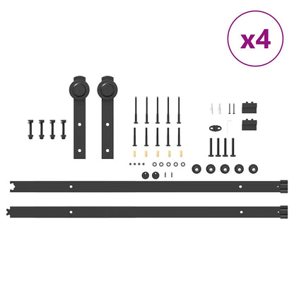 vidaXL Kit de quincaillerie de porte coulissante 213,5 cm acier noir