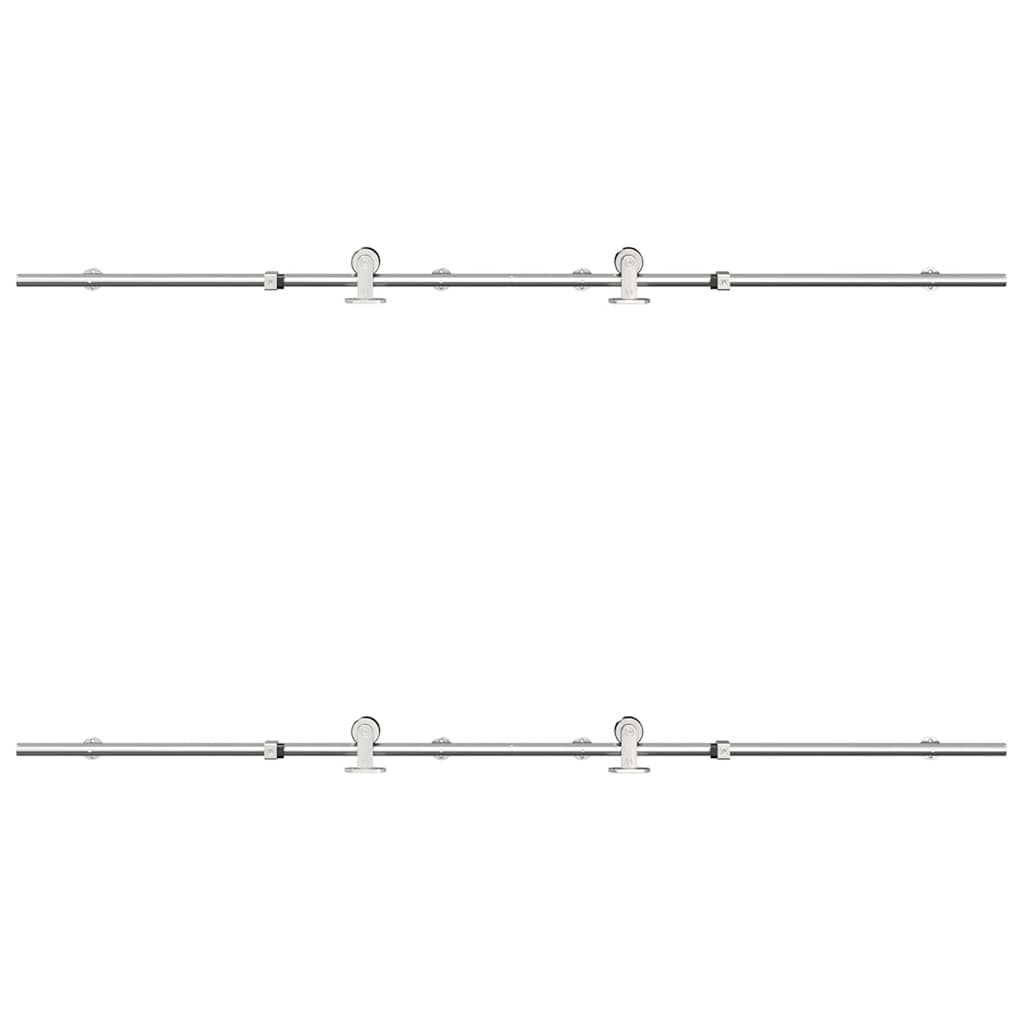 vidaXL Kit fixation porte coulissante 183 cm Acier inoxydable Argenté