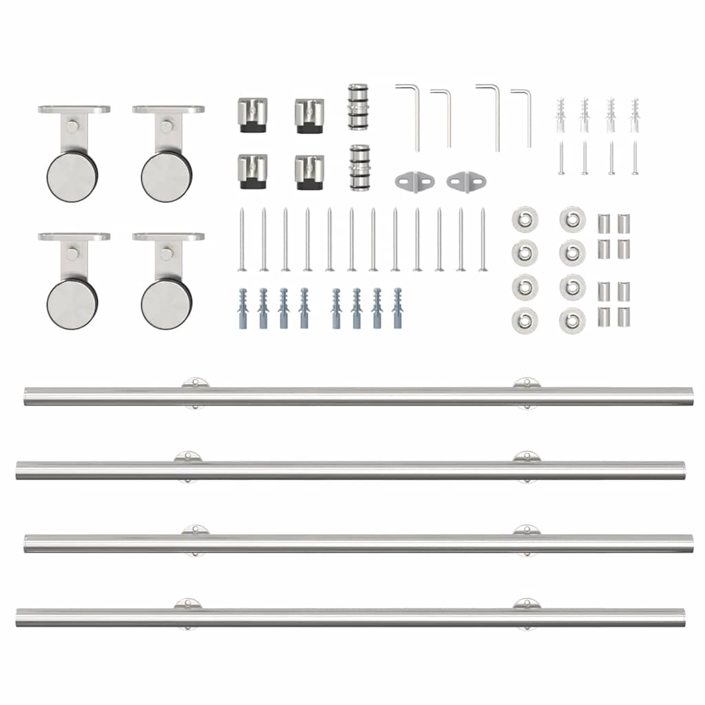 vidaXL Kit fixation porte coulissante 183 cm Acier inoxydable Argenté