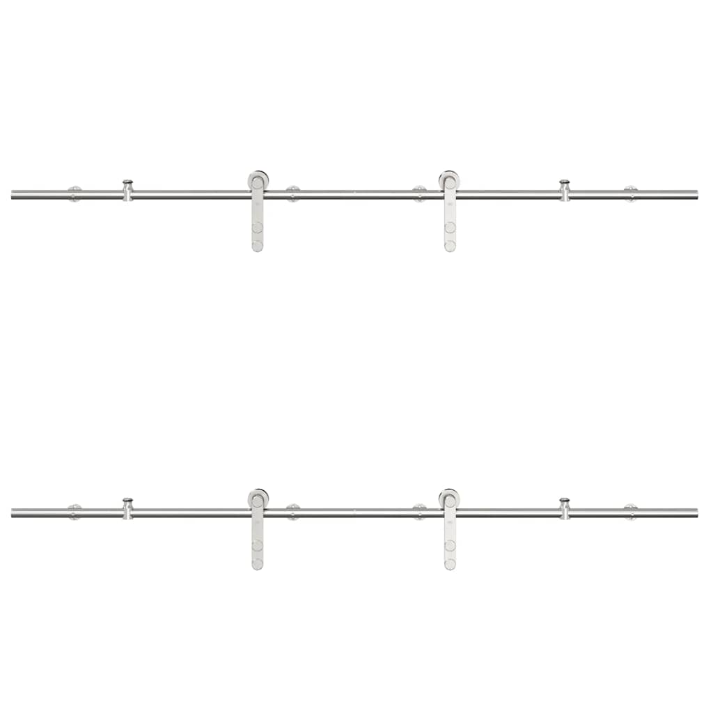 vidaXL Kit fixation porte coulissante 183 cm Acier inoxydable Argenté