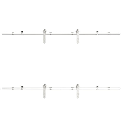 vidaXL Kit fixation porte coulissante 183 cm Acier inoxydable Argenté