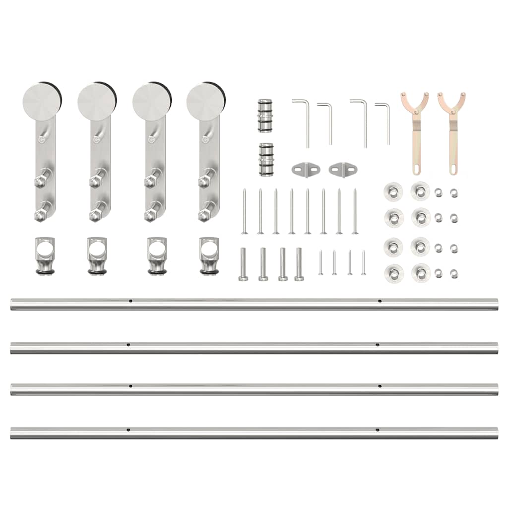 vidaXL Kit fixation porte coulissante 183 cm Acier inoxydable Argenté
