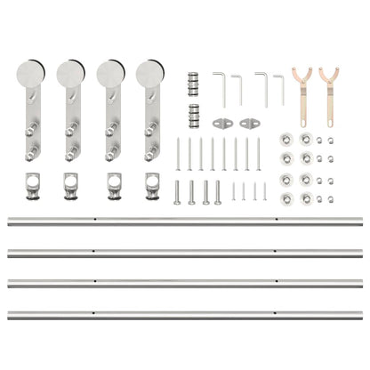 vidaXL Kit fixation porte coulissante 183 cm Acier inoxydable Argenté