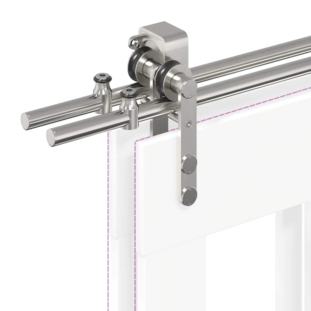 vidaXL Kit fixation porte coulissante 183 cm Acier inoxydable Argenté