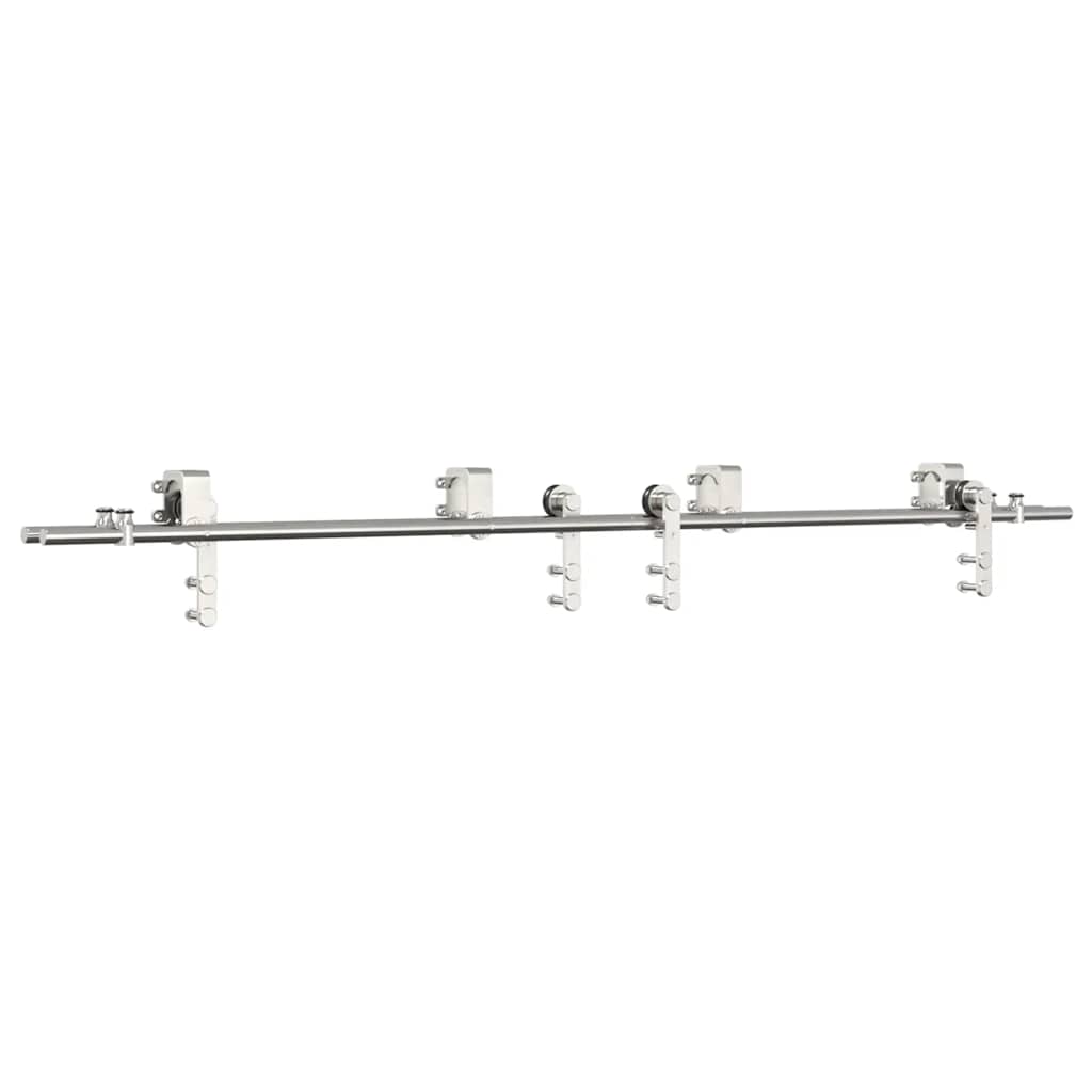 vidaXL Kit fixation porte coulissante 200 cm Acier inoxydable Argenté
