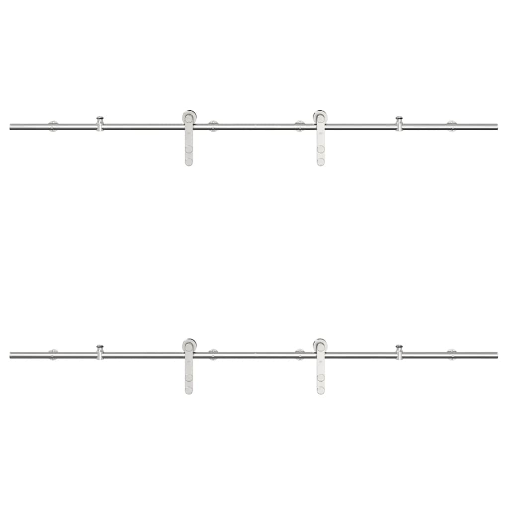 vidaXL Kit fixation porte coulissante 200 cm Acier inoxydable Argenté
