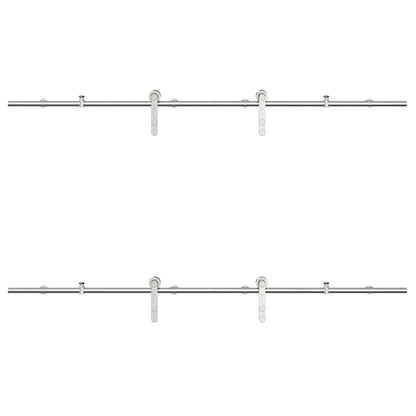 vidaXL Kit fixation porte coulissante 200 cm Acier inoxydable Argenté
