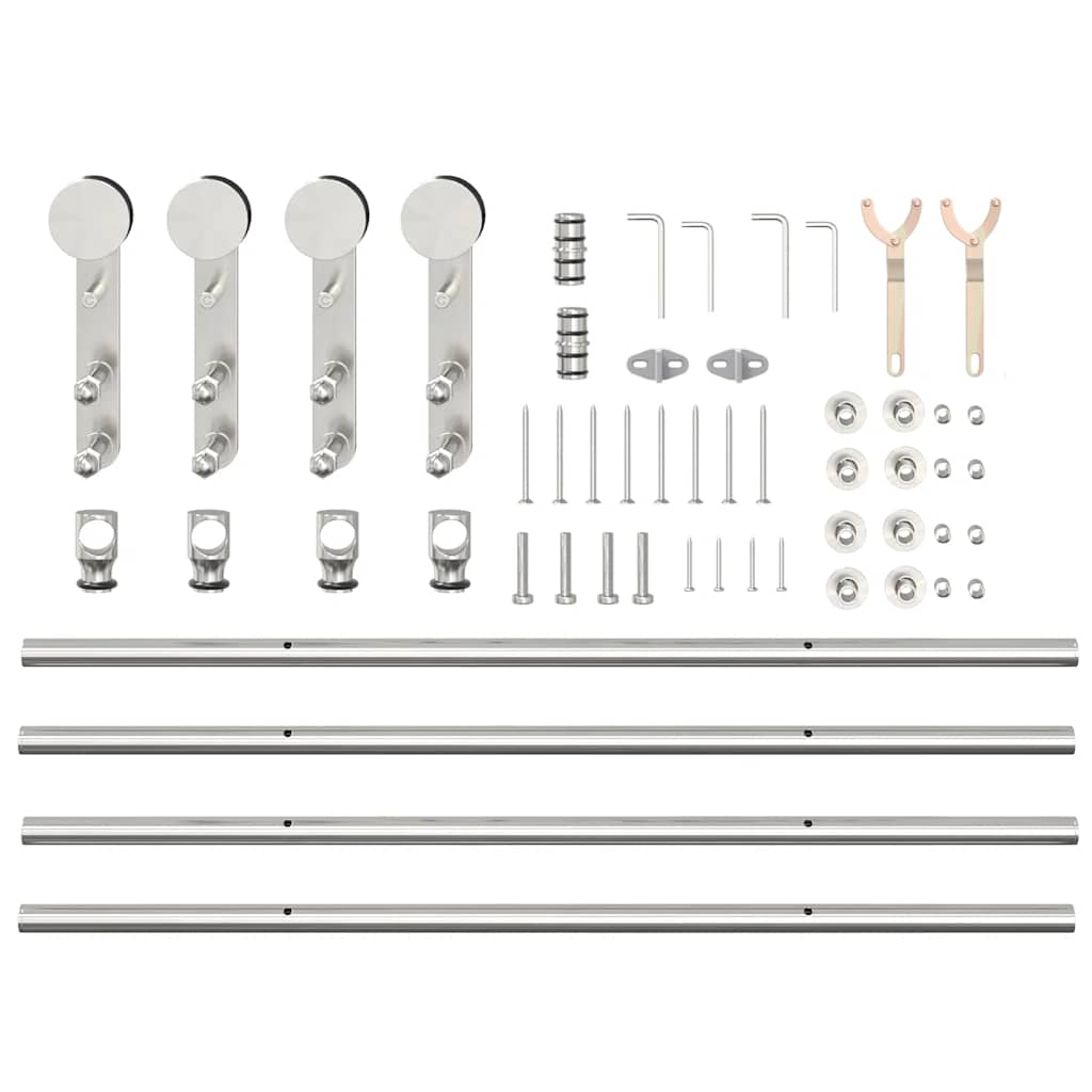 vidaXL Kit fixation porte coulissante 200 cm Acier inoxydable Argenté