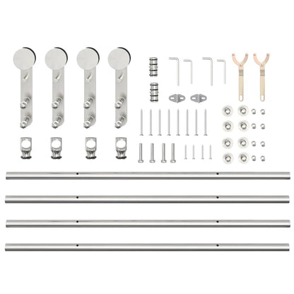 vidaXL Kit fixation porte coulissante 200 cm Acier inoxydable Argenté