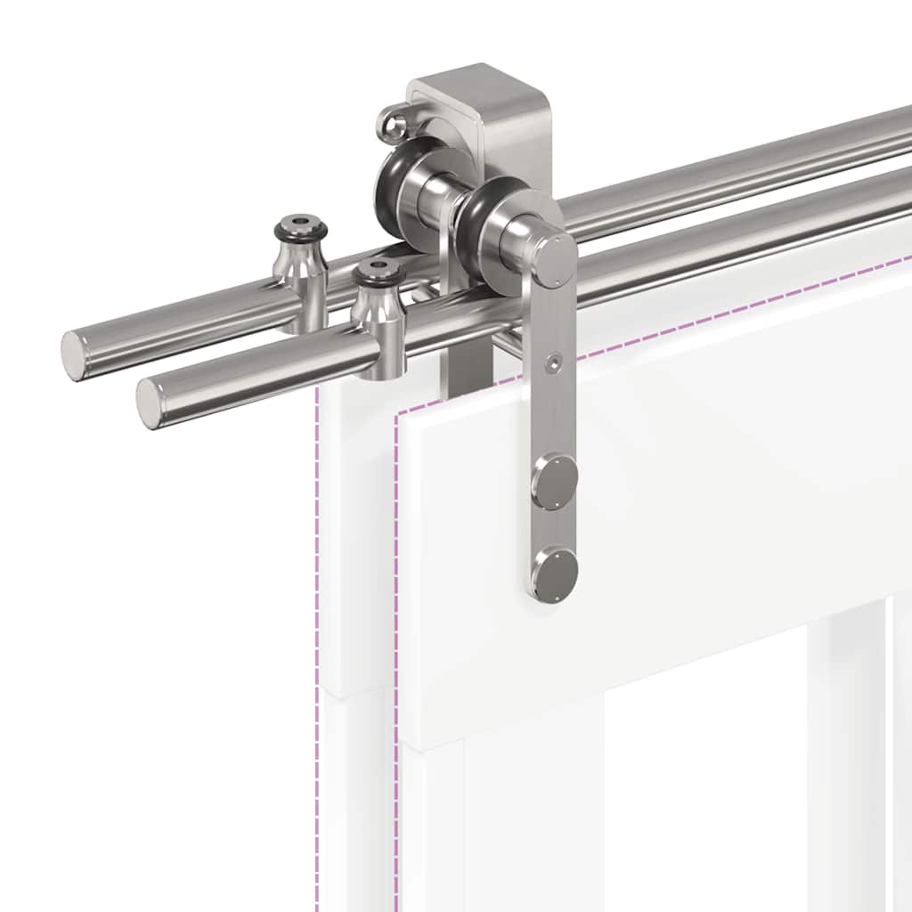 vidaXL Kit fixation porte coulissante 200 cm Acier inoxydable Argenté